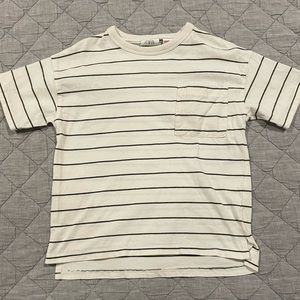 Zara Brown and White Short Sleeve Pocket Tee